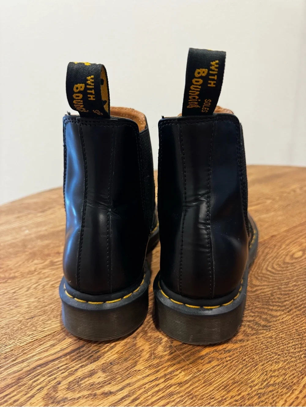 Dr. Martens Black Leather Chukka Chelsea Boot with Yellow Stitching